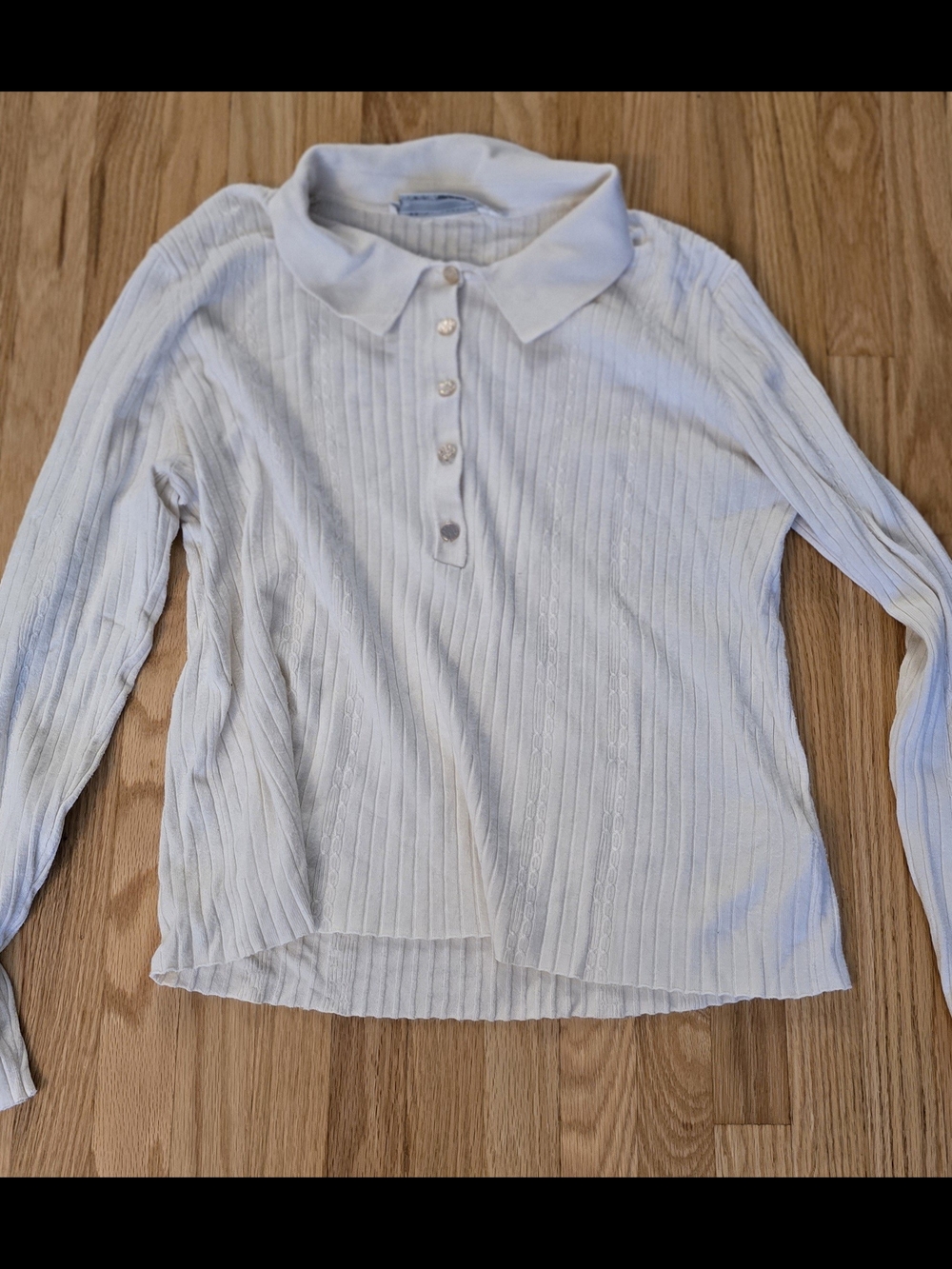 Simons Ribbed Button-Down Polo Top